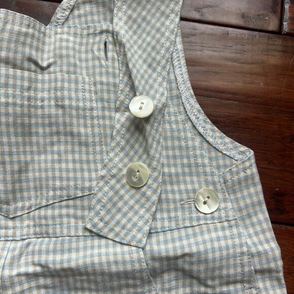 VTG NWT M. Ferrari Best & Co 24m Gingham Short Overalls Shortalls Classic Italy - Picture 6 of 6